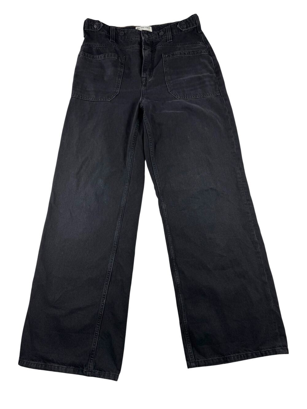 We The Free Palmer Cuffed Jeans 29 Chalkboard Black Wide Leg Relaxed Slouchy